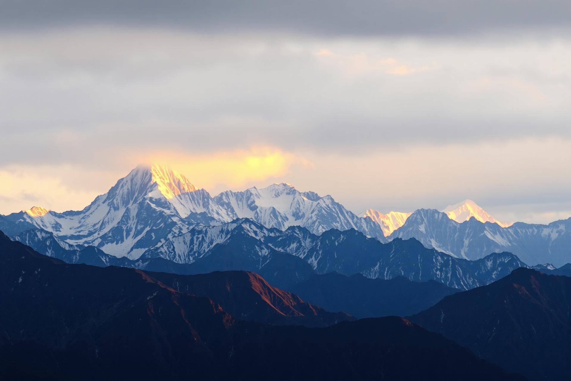 Snow-capped Himalayan peaks at sunrise