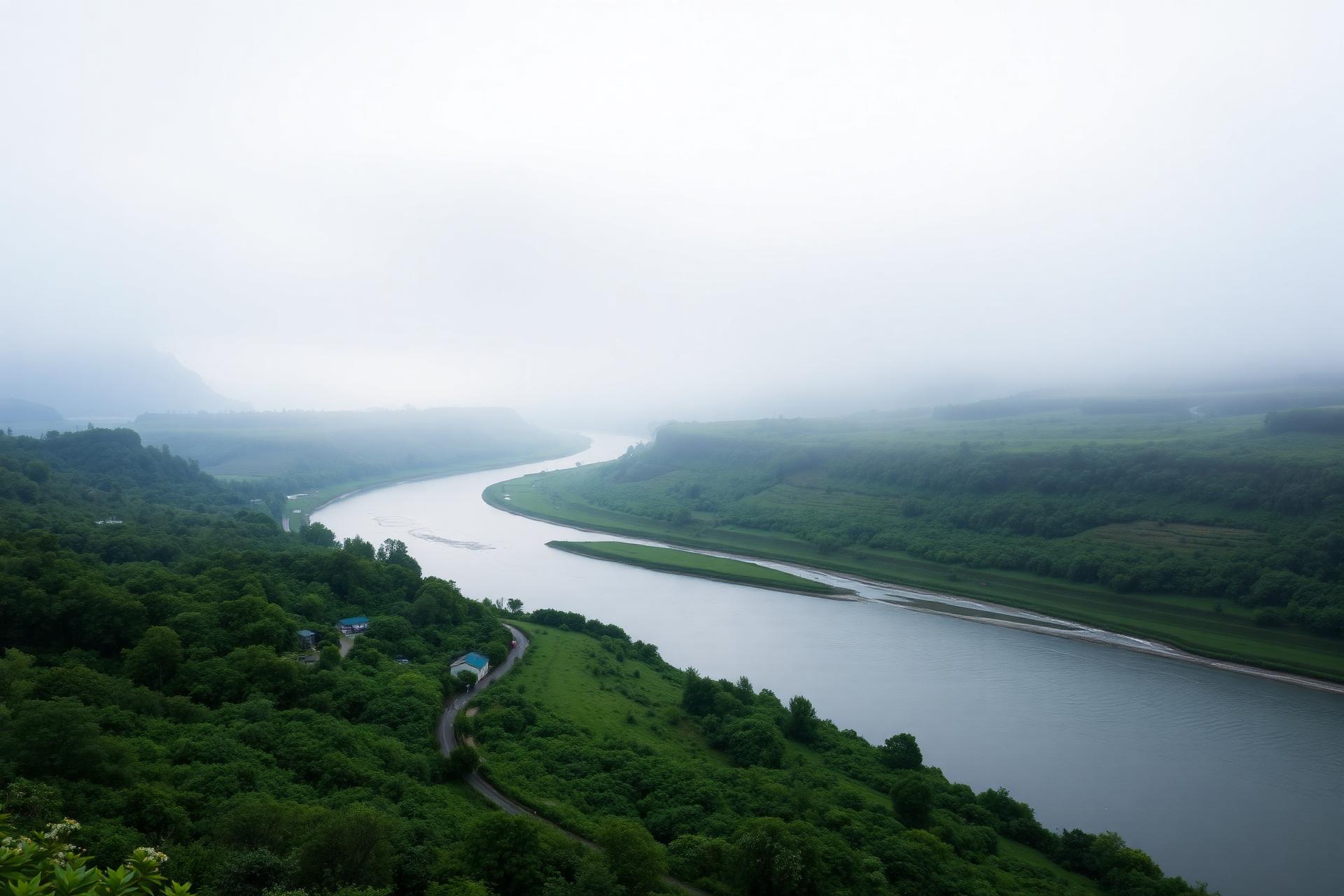 Winding river through a green valley